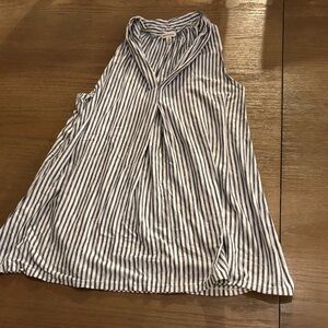 Max Studio Navy and White Striped Top